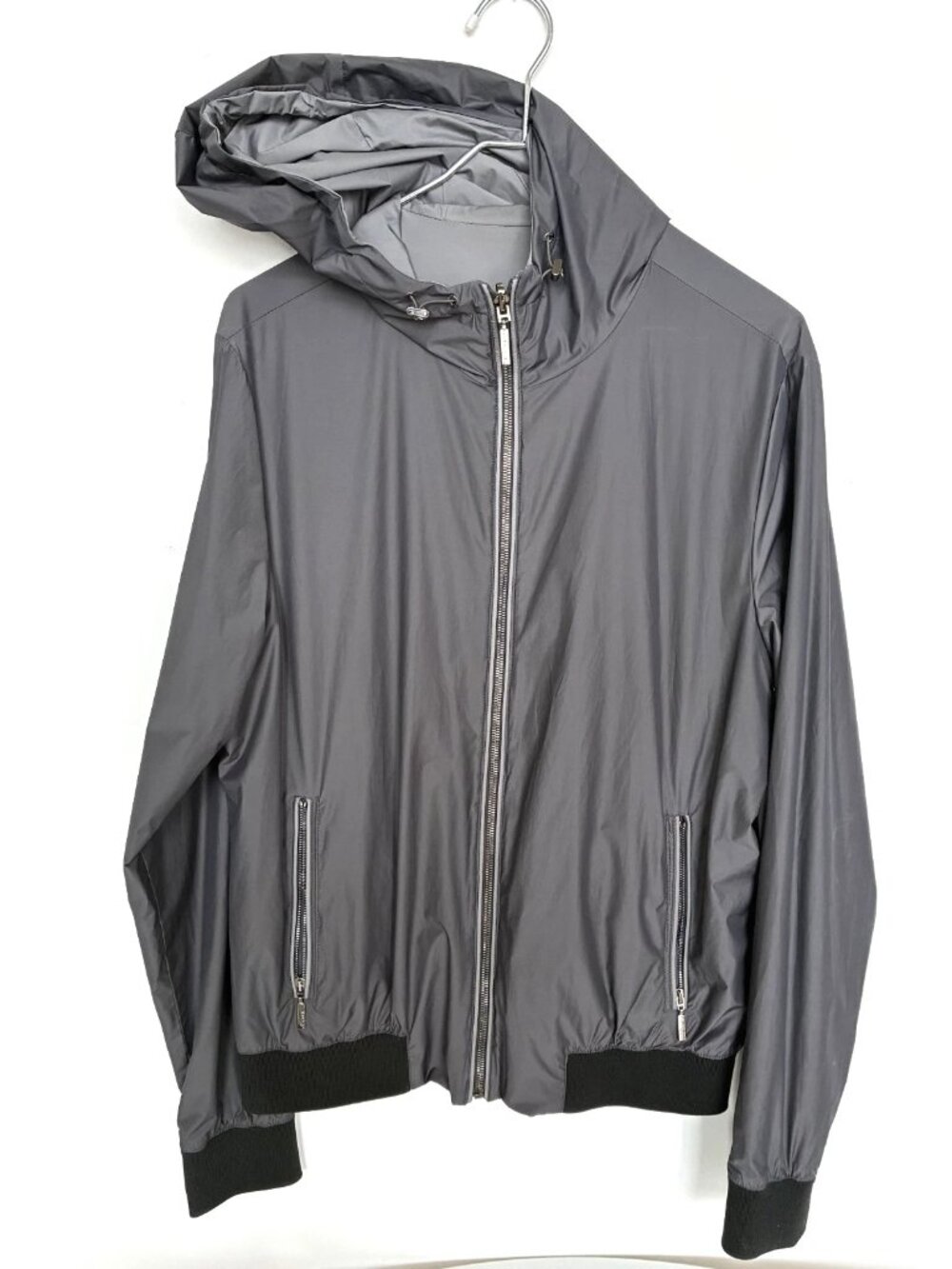 MOORER men's grey windbreaker luxury jacket reversible hooded sz 50 (M) NWOT - Picture 2 of 12